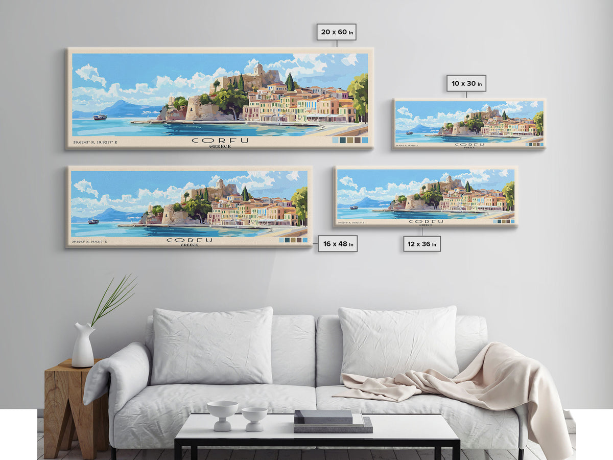 Corfu, Greece Panoramic Print, Vacation Gift, Greece Wall Art, Vacation Wall Art, Vacatation Memories, Beach Decor, Beach Or Lakehouse Art