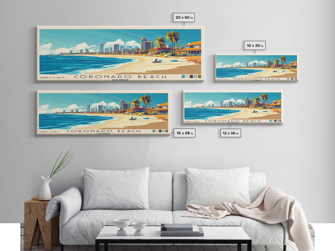 Coronado Beach, San Diego Panoramic Print, Vacation Gift, San Diego Wall Art, Vacation Wall Art, Vacatation Memories, Beach Decor, Beach Or Lakehouse Art