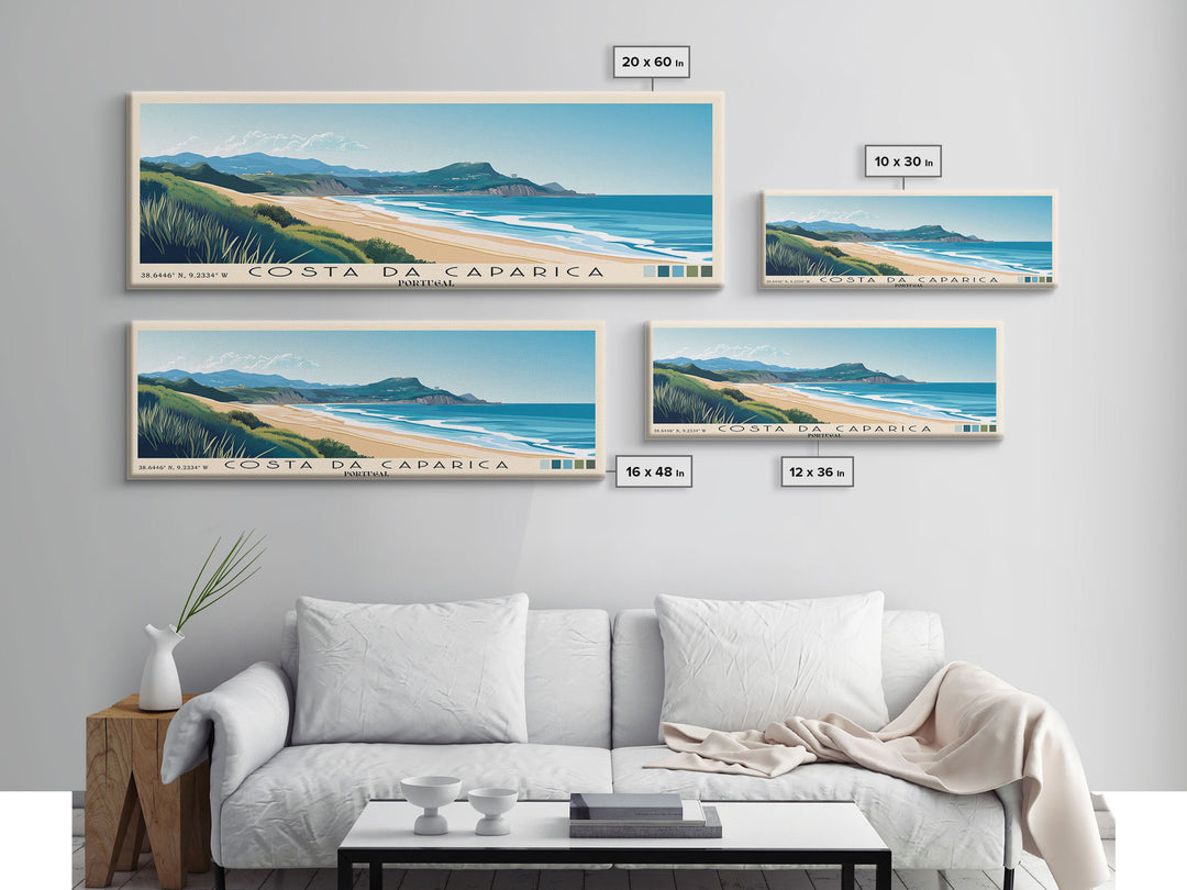 Costa da Caparica, Portugal Panoramic Print, Vacation Gift, Portugal Wall Art, Vacation Wall Art, Vacatation Memories, Beach Decor, Beach Or Lakehouse Art