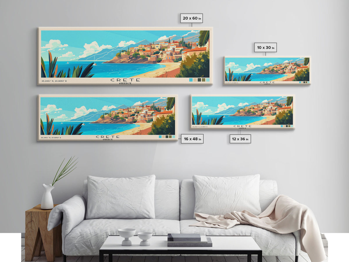 Crete, Greece Panoramic Print, Vacation Gift, Greece Wall Art, Vacation Wall Art, Vacatation Memories, Beach Decor, Beach Or Lakehouse Art
