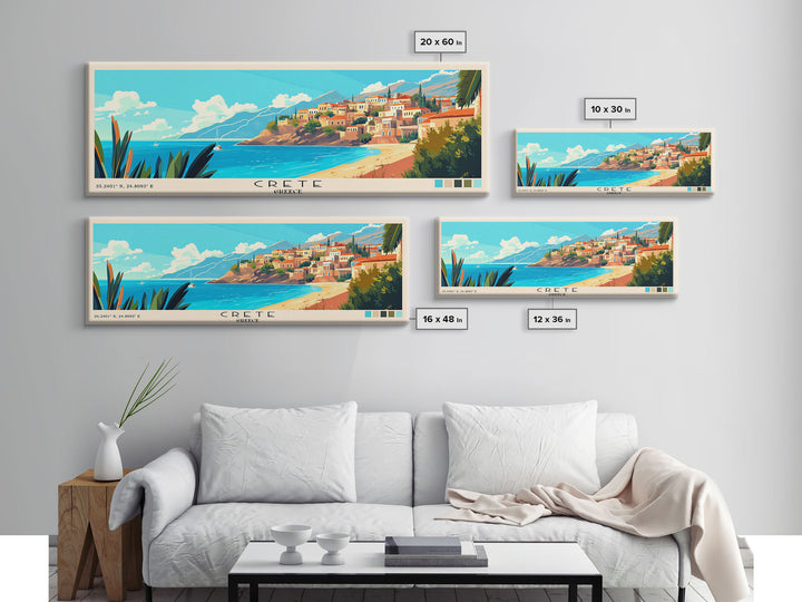 Crete, Greece Panoramic Print, Vacation Gift, Greece Wall Art, Vacation Wall Art, Vacatation Memories, Beach Decor, Beach Or Lakehouse Art