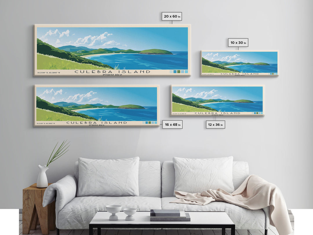 Culebra Island, Puerto Rico Panoramic Print, Vacation Gift, Puerto Rico Wall Art, Vacation Wall Art, Vacatation Memories, Beach Decor, Beach Or Lakehouse Art