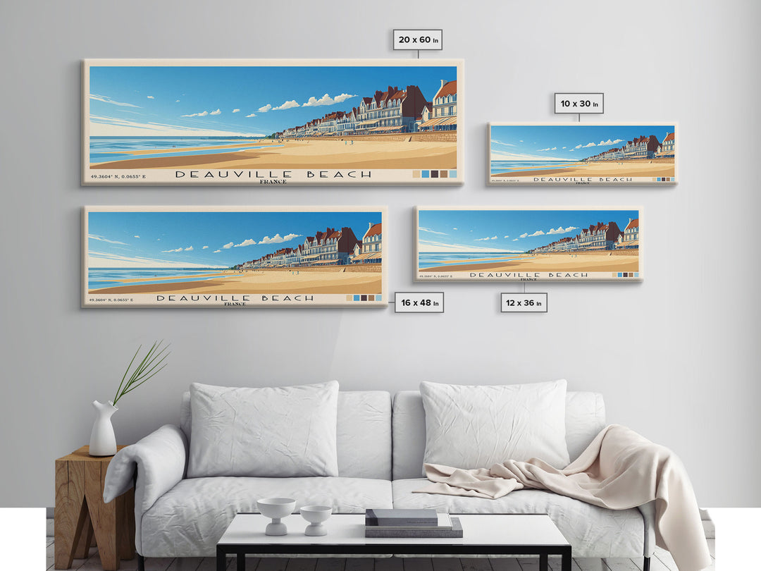 Deauville Beach, France Panoramic Print, Vacation Gift, France Wall Art, Vacation Wall Art, Vacatation Memories, Beach Decor, Beach Or Lakehouse Art