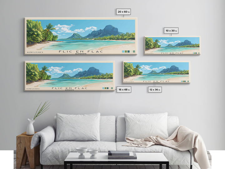 Flic en Flac, Mauritius Panoramic Print, Vacation Gift, Mauritius Wall Art, Vacation Wall Art, Vacatation Memories, Beach Decor, Beach Or Lakehouse Art