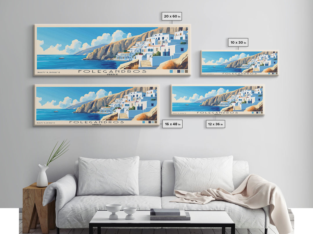 Folegandros, Greece Panoramic Print, Vacation Gift, Greece Wall Art, Vacation Wall Art, Vacatation Memories, Beach Decor, Beach Or Lakehouse Art