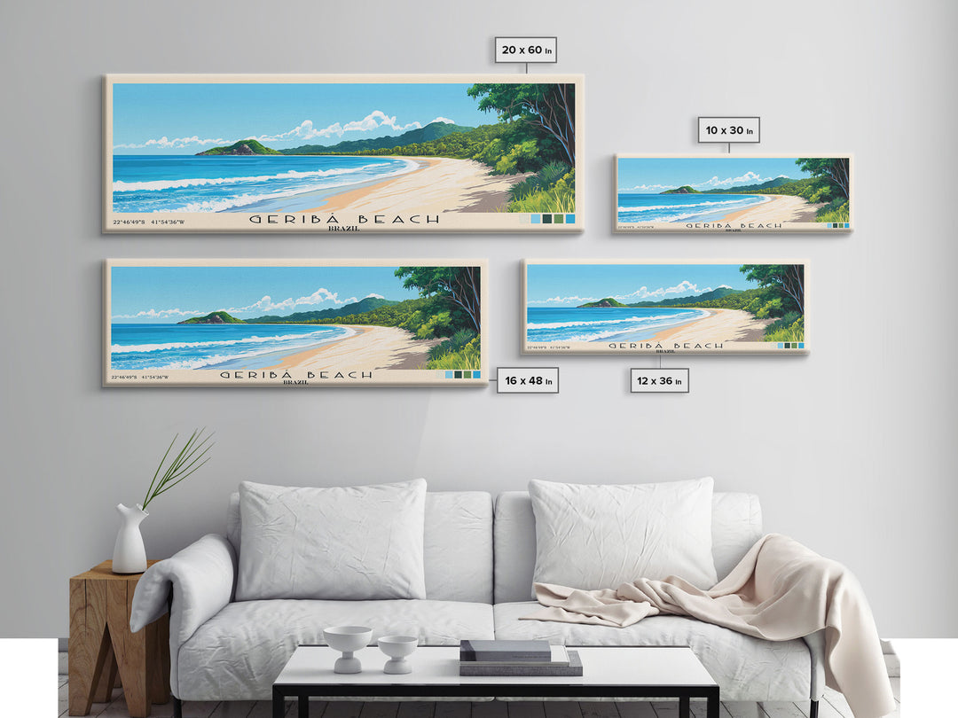 Geribá Beach, Brazil Panoramic Beach Print, Vacation Gift, Brazil Wall Art, Framed Canvas Print, Framed Beach Painting