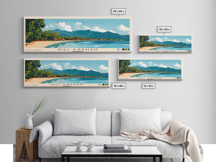 Gili Asahan, Indonesia Panoramic Print, Vacation Gift, Indonesia Wall Art, Vacation Wall Art, Vacatation Memories, Beach Decor, Beach Or Lakehouse Art