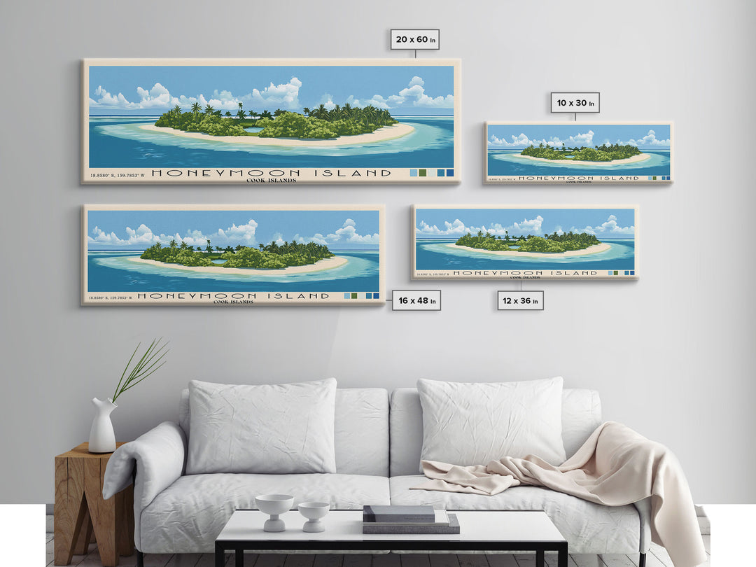 Honeymoon Island, Cook Islands Panoramic Print, Vacation Gift, Cook Islands Wall Art, Vacation Wall Art, Vacatation Memories, Beach Decor, Beach Or Lakehouse Art