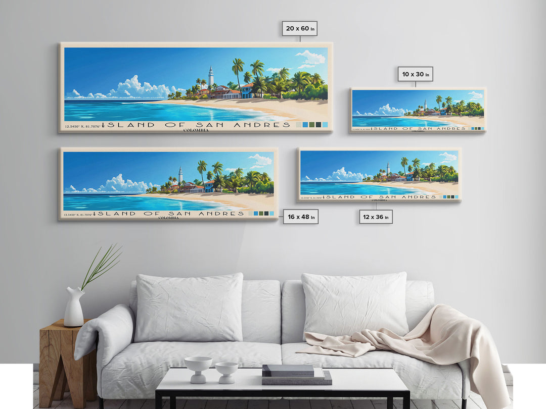 Island of San Andres, Colombia Panoramic Print, Vacation Gift, Colombia Wall Art, Vacation Wall Art, Vacatation Memories, Beach Decor, Beach Or Lakehouse Art