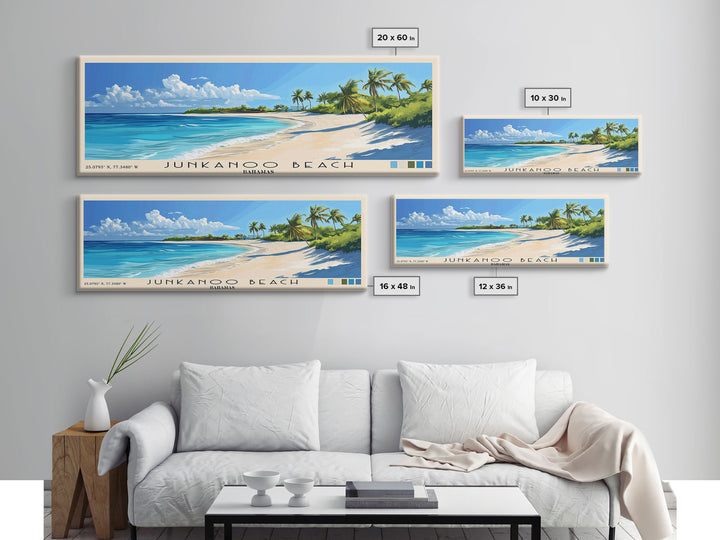 Junkanoo Beach, Bahamas Panoramic Print, Vacation Gift, Bahamas Wall Art, Vacation Wall Art, Vacatation Memories, Beach Decor, Beach Or Lakehouse Art