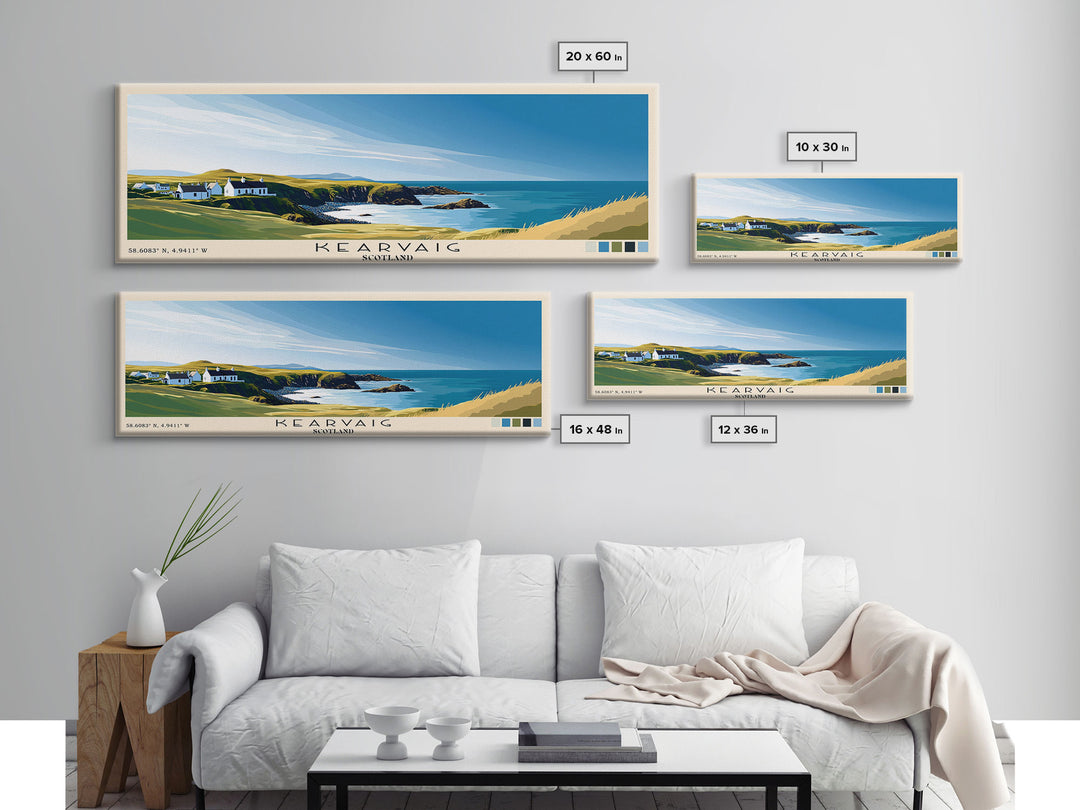 Kearvaig, Scotland Panoramic Beach Print, Vacation Gift, Scotland Wall Art, Beach Painting, Beach Decor, Beach Painting