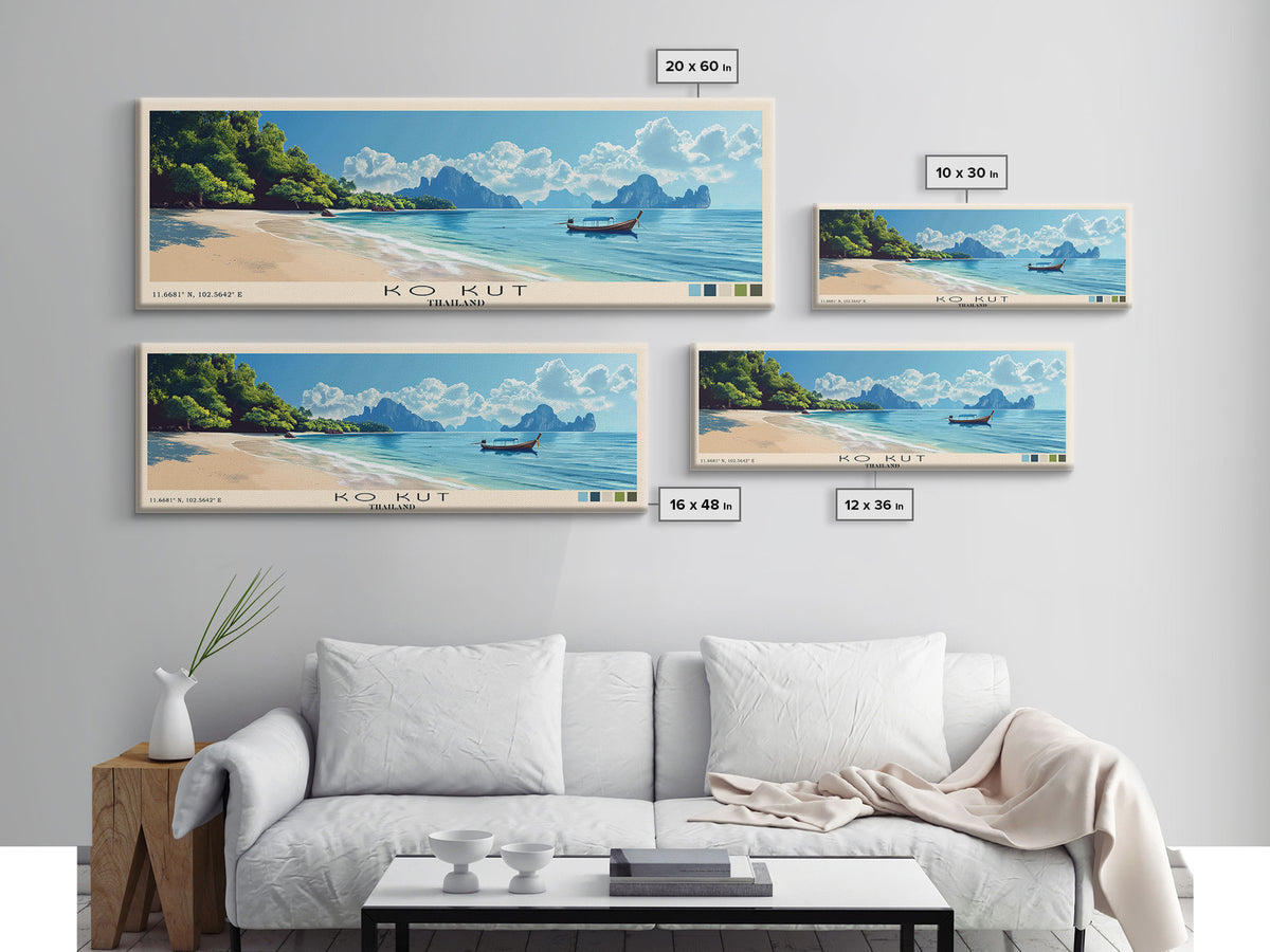 Ko Kut, Thailand Panoramic Print, Vacation Gift, Thailand Wall Art, Vacation Wall Art, Vacatation Memories, Beach Decor, Beach Or Lakehouse Art