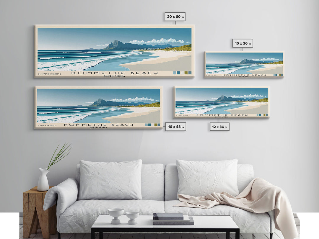 Kommetjie Beach, South Africa Panoramic Beach Print, Vacation Gift, South Africa Wall Art, Framed Canvas Print, Framed Beach Painting