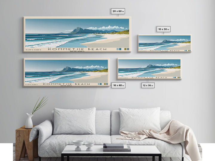 Kommetjie Beach, South Africa Panoramic Beach Print, Vacation Gift, South Africa Wall Art, Framed Canvas Print, Framed Beach Painting