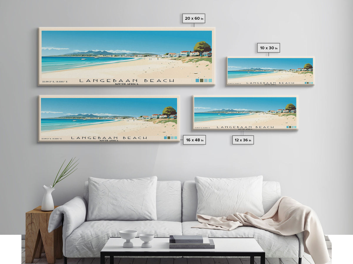 Langebaan Beach, South Africa Panoramic Beach Print, Vacation Gift, South Africa Wall Art, Beach Painting, Beach Decor, Beach Painting