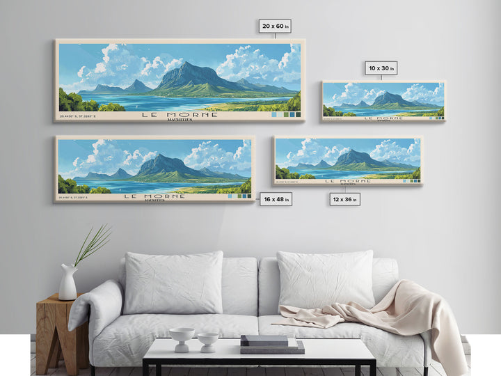 Le Morne, Mauritius Panoramic Print, Vacation Gift, Mauritius Wall Art, Beach Painting, Beach Decor, Beach Or Lakehouse Art