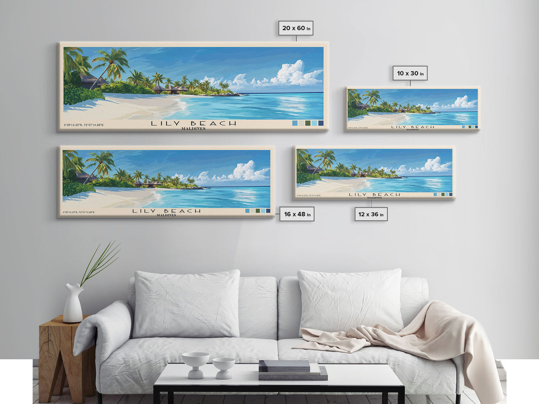 Lily Beach, Maldives Panoramic Print, Vacation Gift, Maldives Wall Art, Vacation Wall Art, Vacatation Memories, Beach Decor, Beach Or Lakehouse Art