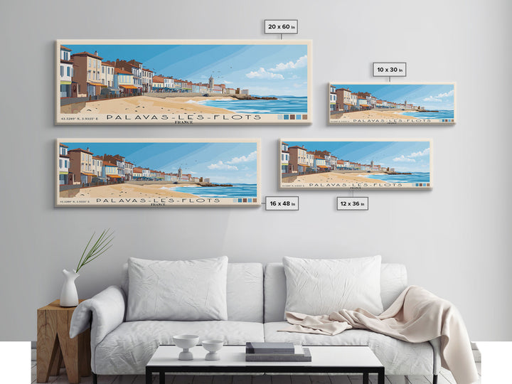 Palavas-les-Flots, France Panoramic Beach Print, Vacation Gift, France Wall Art, Beach Painting, Beach Decor, Beach Painting