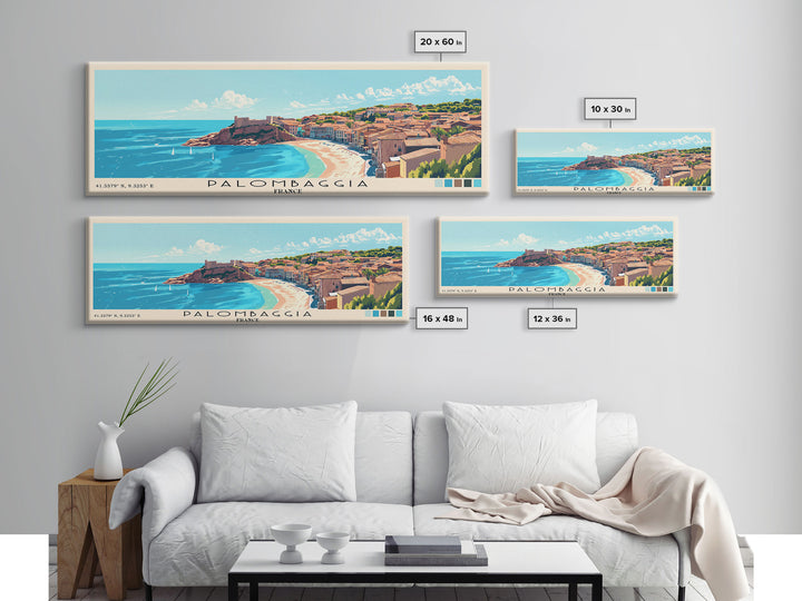 Palombaggia, France Panoramic Beach Print, Vacation Gift, France Wall Art, Framed Canvas Print, Framed Beach Painting