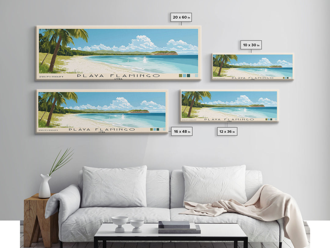 Playa Flamingo, Cuba Panoramic Print, Vacation Gift, Cuba Wall Art, Vacation Wall Art, Vacatation Memories, Beach Decor, Beach Or Lakehouse Art