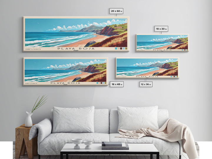 Playa Roja, Peru Panoramic Print, Vacation Gift, Peru Wall Art, Vacation Wall Art, Vacatation Memories, Beach Decor, Beach Or Lakehouse Art
