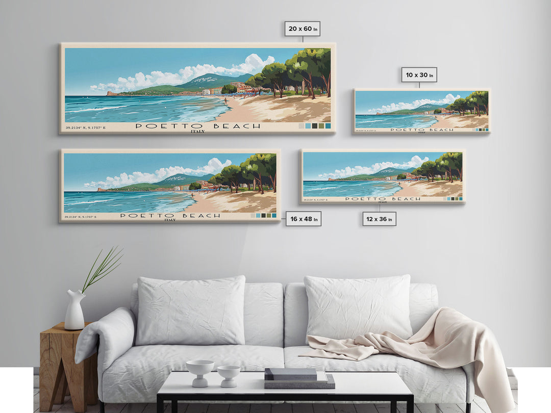 Poetto Beach, Italy Panoramic Print, Vacation Gift, Italy Wall Art, Vacation Wall Art, Vacatation Memories, Beach Decor, Beach Or Lakehouse Art