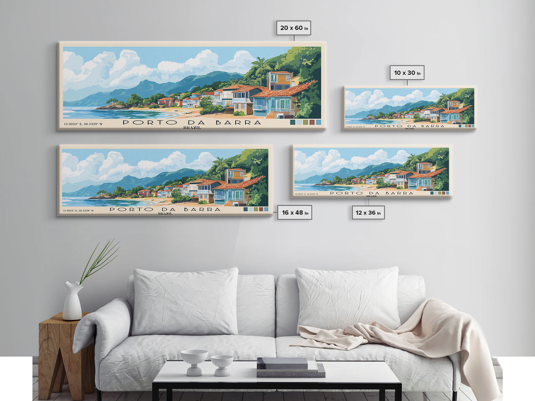Porto da Barra, Brazil Panoramic Beach Print, Vacation Gift, Brazil Wall Art, Beach Painting, Beach Decor, Beach Painting