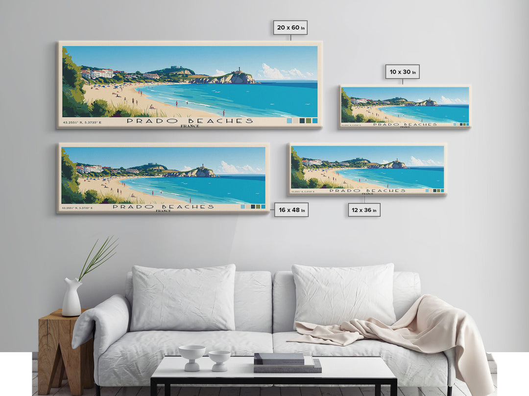 Prado Beaches, France Panoramic Print, Vacation Gift, France Wall Art, Vacation Wall Art, Vacatation Memories, Beach Decor, Beach Or Lakehouse Art
