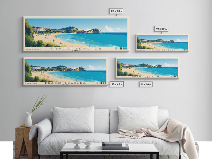 Prado Beaches, France Panoramic Print, Vacation Gift, France Wall Art, Vacation Wall Art, Vacatation Memories, Beach Decor, Beach Or Lakehouse Art