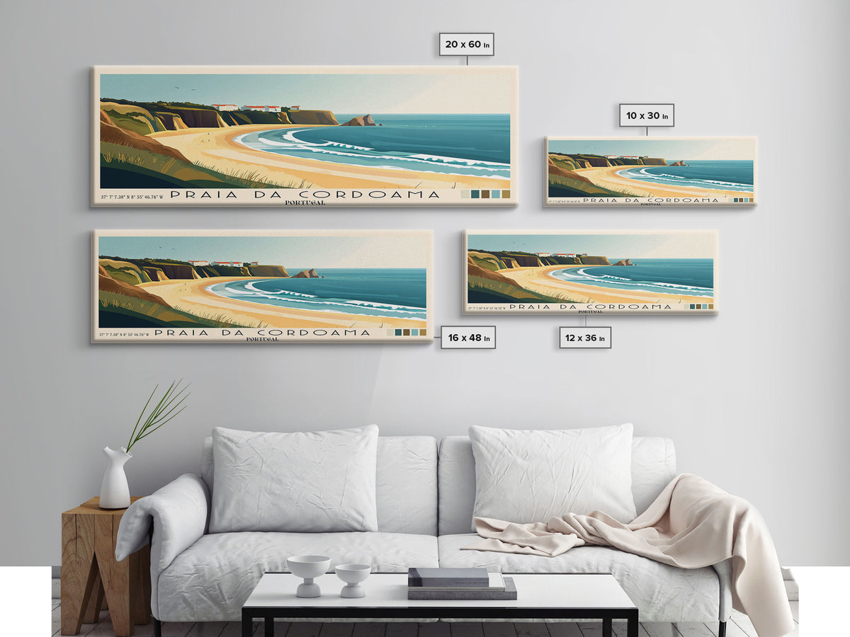 Praia da Cordoama, Portugal Panoramic Print, Vacation Gift, Portugal Wall Art, Vacation Wall Art, Vacatation Memories, Beach Decor, Beach Or Lakehouse Art