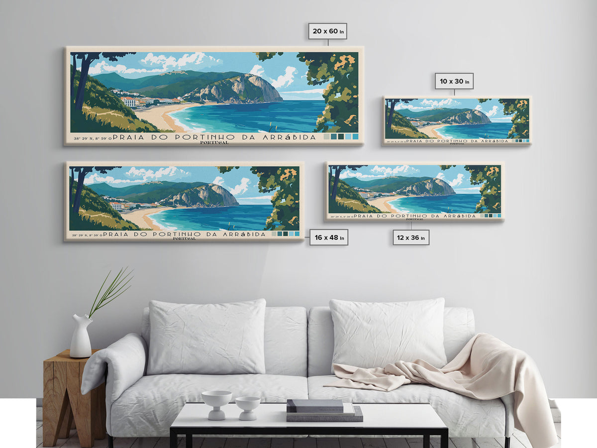 Praia do Portinho da Arrábida, Portugal Panoramic Print, Vacation Gift, Portugal Wall Art, Vacation Wall Art, Vacatation Memories, Beach Decor, Beach Or Lakehouse Art
