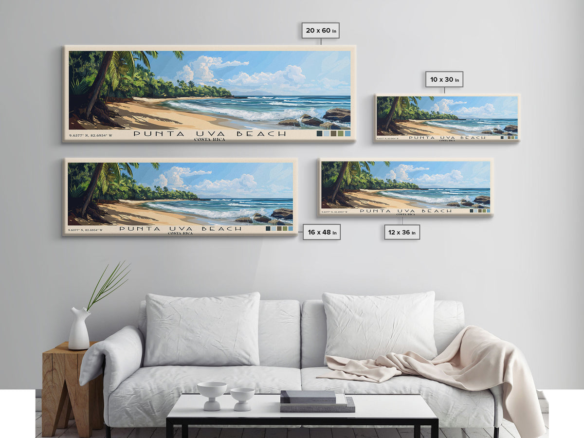Punta Uva Beach, Costa Rica Panoramic Print, Vacation Gift, Costa Rica Wall Art, Beach Painting, Beach Decor, Beach Or Lakehouse Art