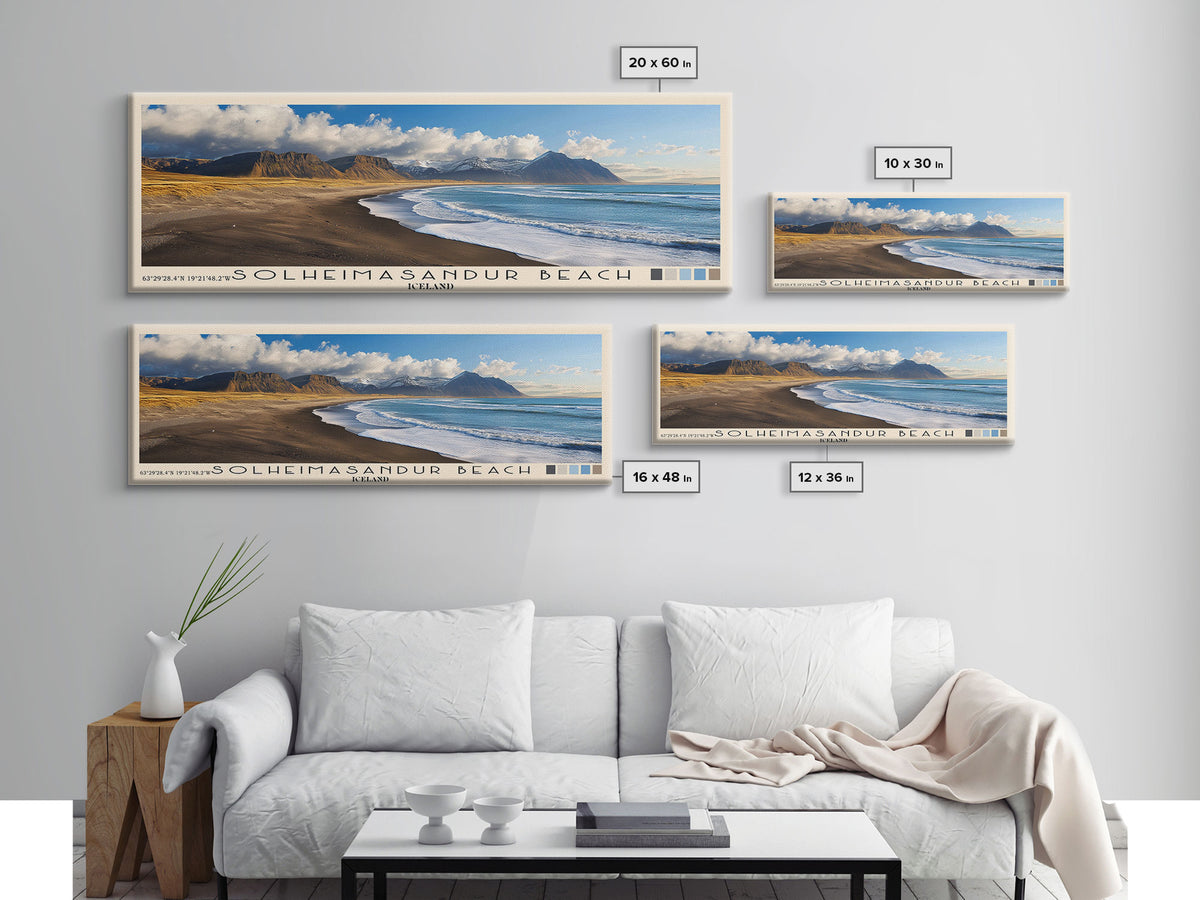 Solheimasandur Beach, Iceland Panoramic Print, Vacation Gift, Iceland Wall Art, Beach Painting, Beach Decor, Beach Or Lakehouse Art
