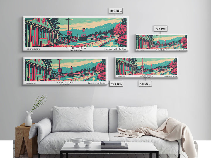 Aurora Colorado Panoramic Travel Poster Canvas Print