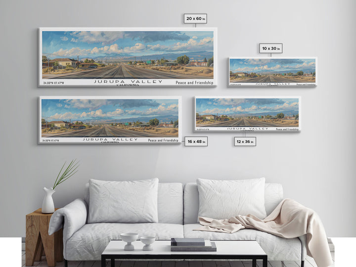 Jurupa Valley California Panoramic Cityscape Wall Art, Watercolor Framed Canvas Print, Urban Decor, Office Art, Travel Poster, Home Decoration