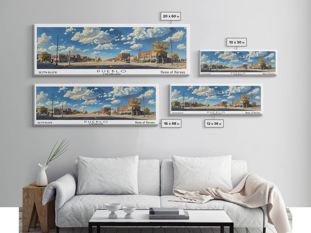 Pueblo Colorado Panoramic Print, Artistic Framed Canvas Print, Travel Poster Art, Home Decor, Office Wall Art, Gift Idea