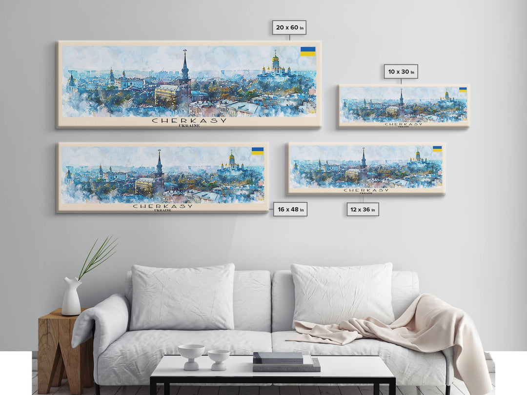 Cherkasy Ukraine Travel Art, City Art, Framed Canvas Print or Metal Wall Art, Europe Travel Poster, Panoramic Wall Art, Extra Wide Wall Art