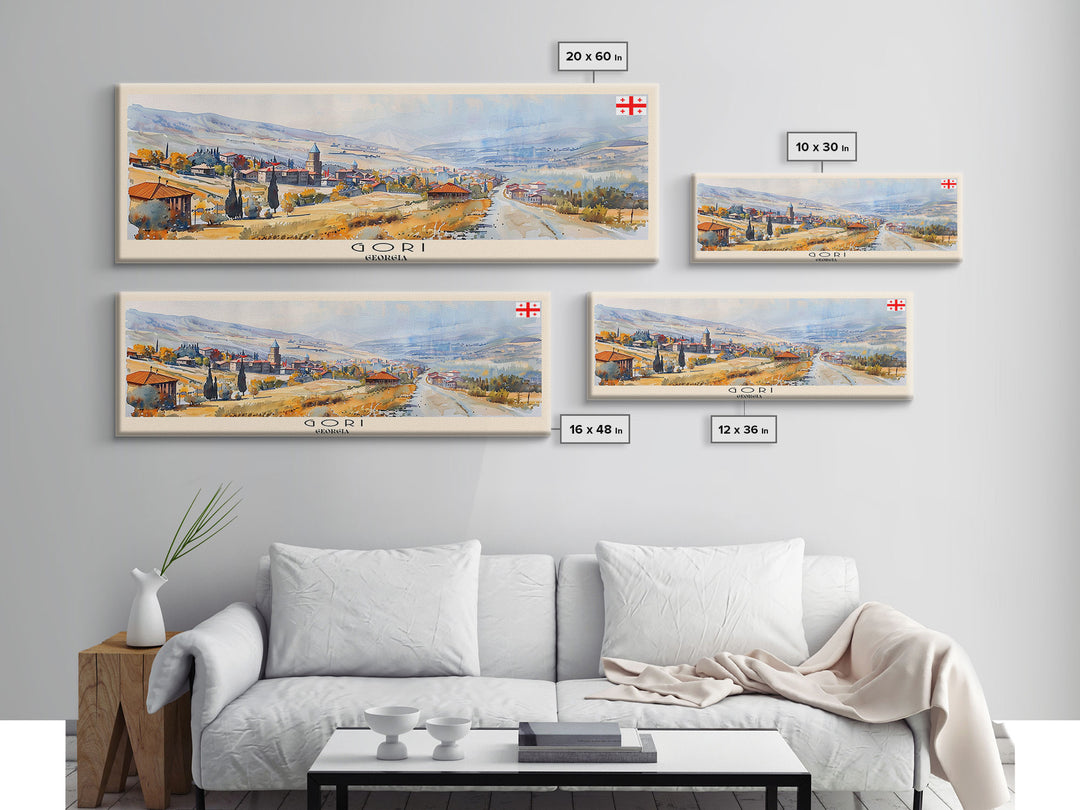 Gori Georgia Travel Print Wall Art, Panoramic City Art, Travel Art, Wall Decor, Vacation Gift, Framed Canvas Print Or Metal Art