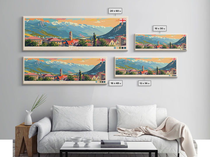Gori Georgia Travel Print Wall Art, Panoramic City Art, Travel Art, Wall Decor, Vacation Gift, Framed Canvas Print Or Metal Art