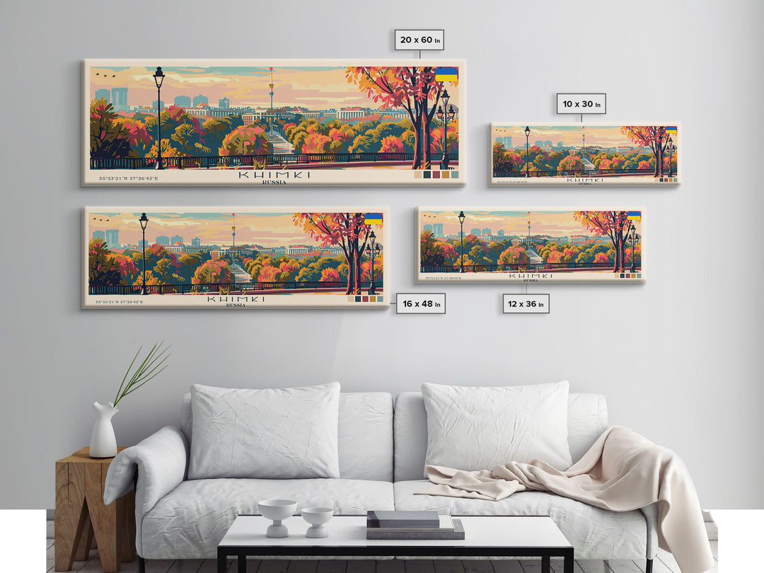 Khimki Russia Travel Print Wall Art, Panoramic City Art, Travel Art, Wall Decor, Vacation Gift, Framed Canvas Print Or Metal Art