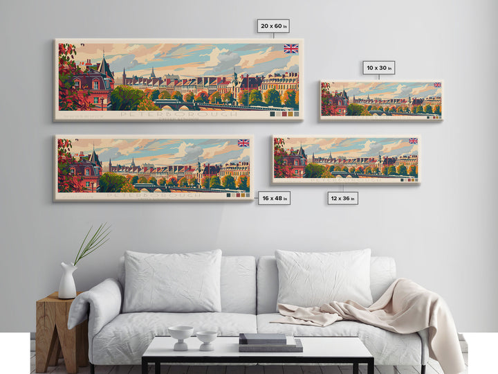 Peterborough United Kingdom Wall Art, Panoramic Travel Poster, Panoramic Framed Canvas Print, City Wall Art, Wall Hanging Home Decor, Travel Art