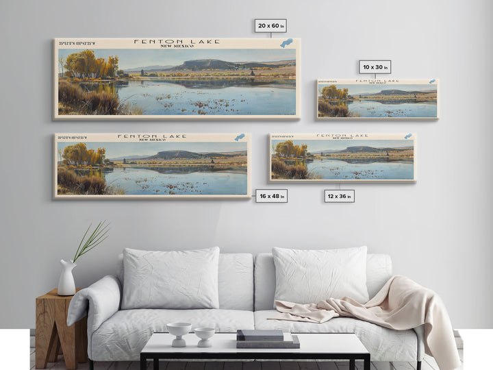 Fenton Lake New Mexico Framed Canvas Print, Lake House Decor, Panoramic Wall Art, Travel Poster, Scenic Lake Painting, Nature Art