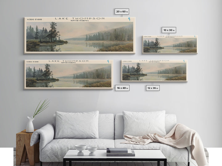 Lake Thompson South Dakota Framed Canvas Print, Lake House Decor, Panoramic Wall Art, Travel Poster, Serene Landscape Painting, Living Room Decor