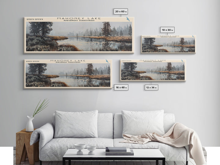 Mahoney Lake Framed Canvas Print, Lake House Decor, Panoramic Wall Art, Travel Poster, Scenic Landscape Painting, Bedroom Decor