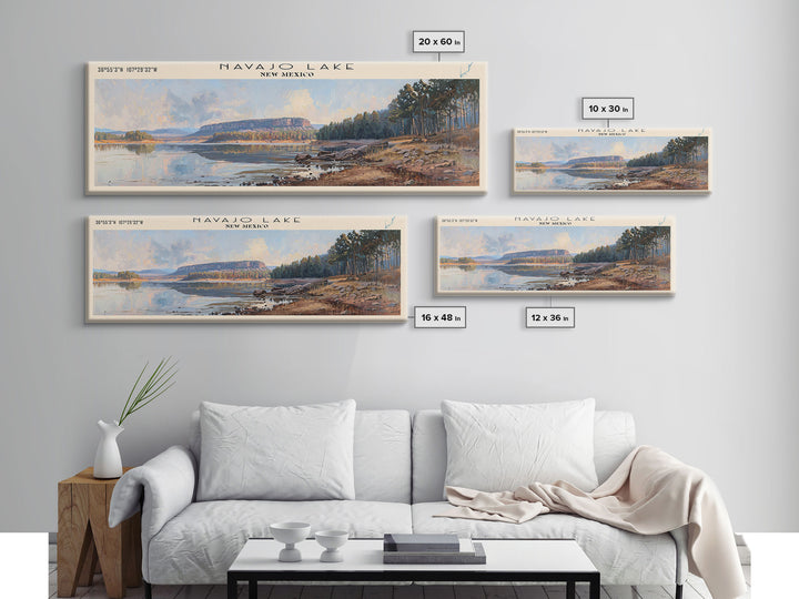 Navajo Lake New Mexico Framed Canvas Print, Lake House Decor, Panoramic Wall Art, Travel Poster, Landscape Painting, Bedroom Decor