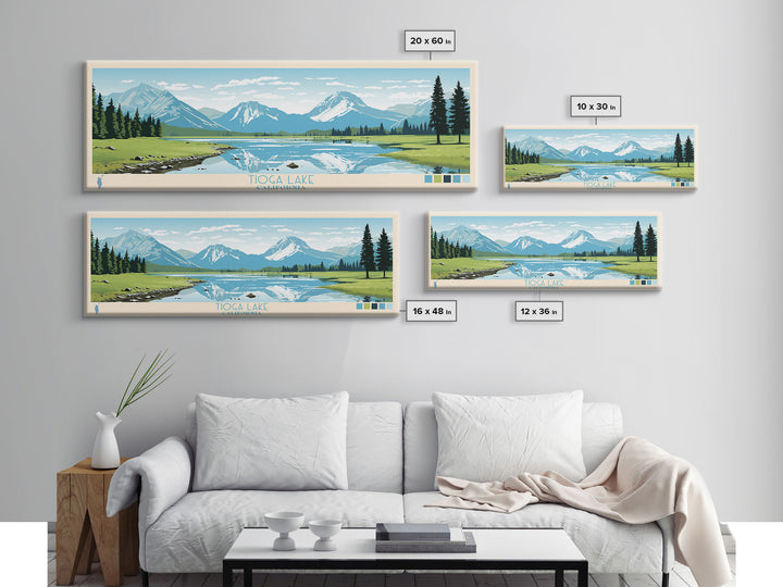 Tioga Lake, California Framed Canvas Print, Lake House Art, Midcentury Modern Decor, Pop Art, Travel Poster, Bedroom Wall Art
