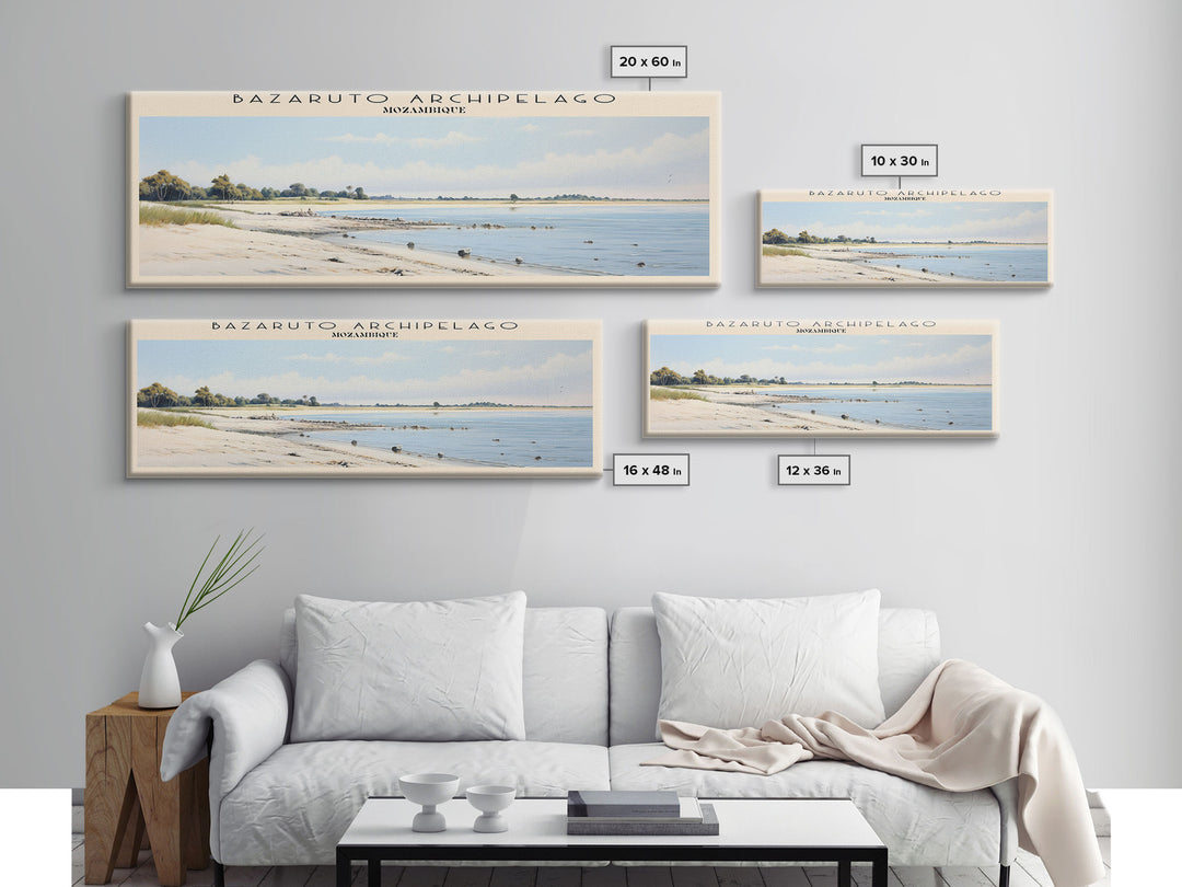 Bazaruto Archipelago Travel Art Framed Canvas Print, COUNTRY Wall Decor, Home Decor, Travel Poster, Vintage Wall Art, Watercolor Painting