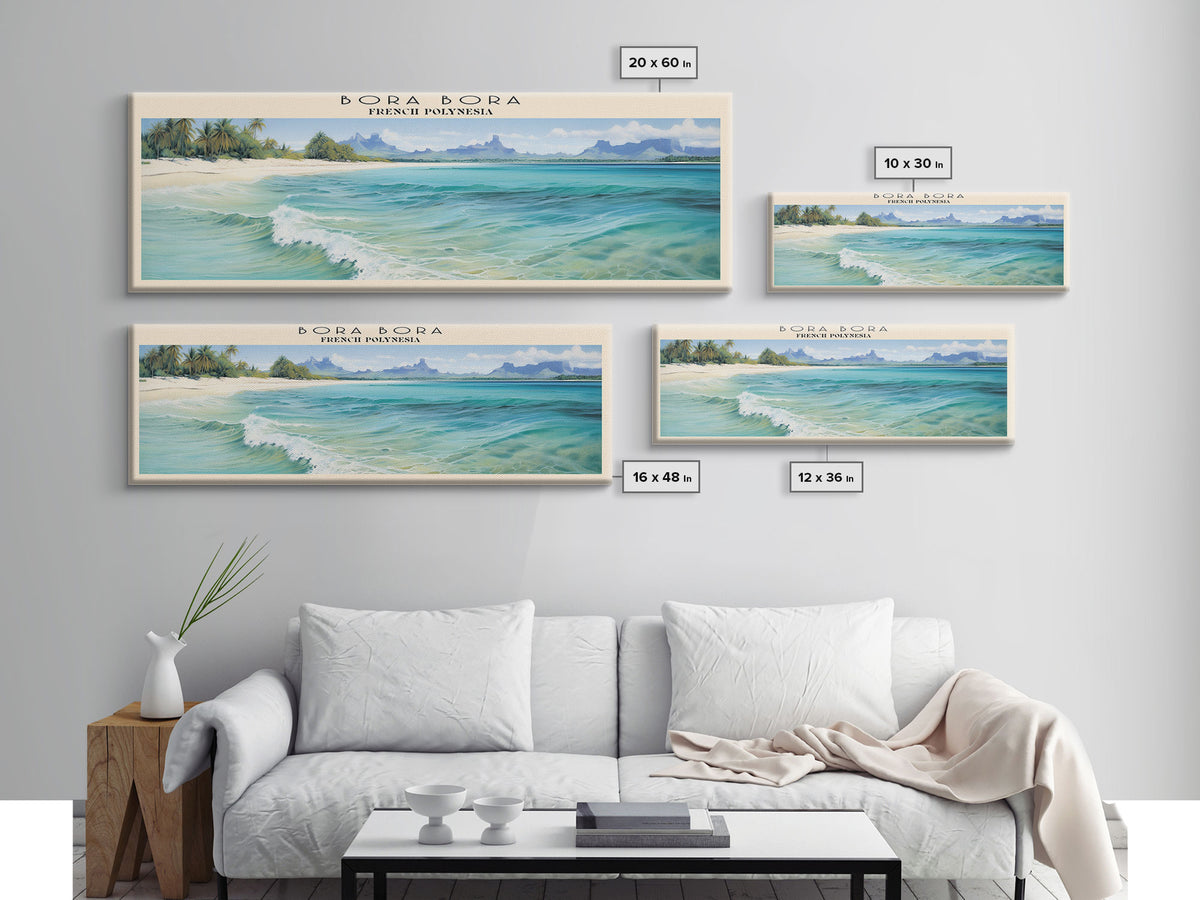 Bora Bora Travel Art Framed Canvas Print, COUNTRY Wall Decor, Home Decor, Travel Poster, Vintage Wall Art, Watercolor Painting