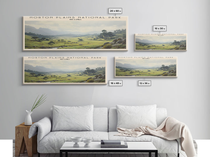 Horton Plains National Park Travel Art Framed Canvas Print, COUNTRY Wall Decor, Home Decor, Travel Poster, Vintage Wall Art, Watercolor Painting