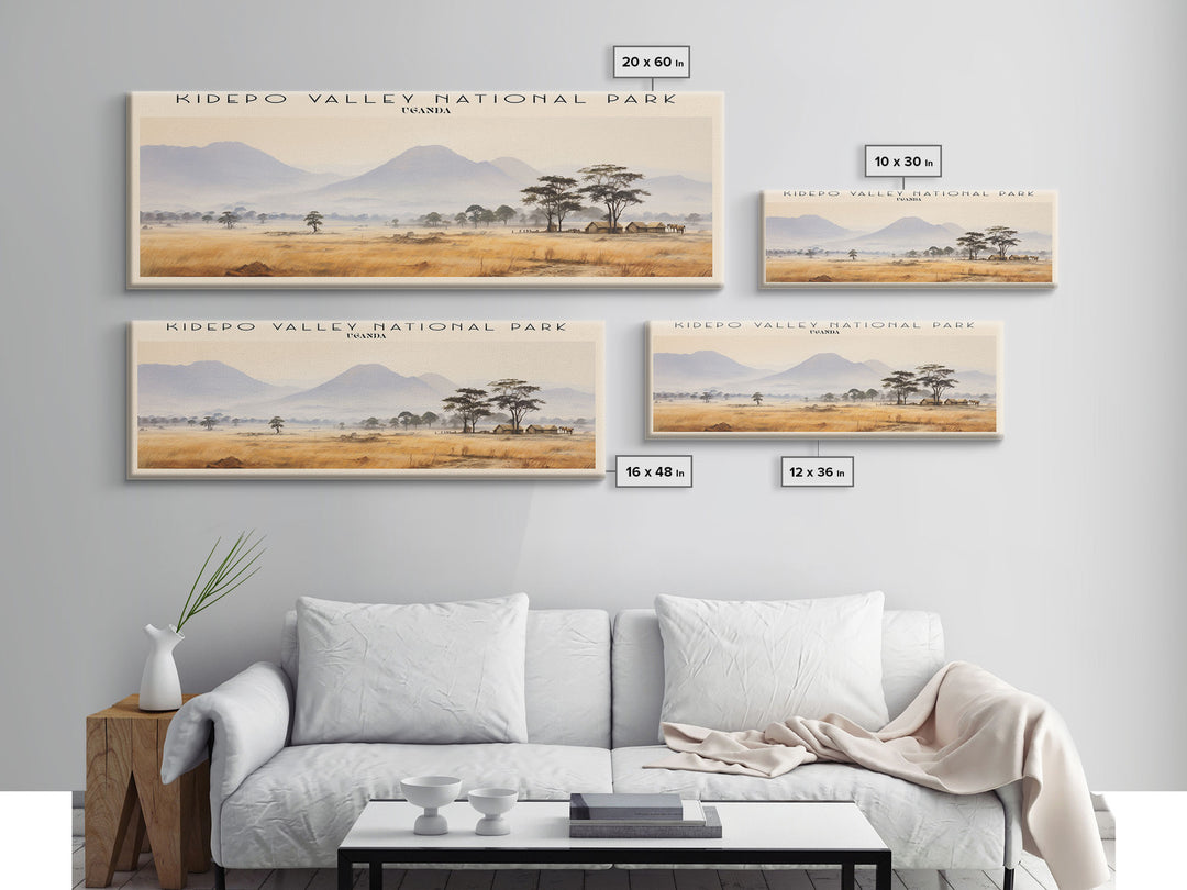 Kidepo Valley National Park Retro Style Travel Poster - Framed Canvas Print - COUNTRY Travel Decor | Vintage Style Home Decor - Travel Print - Wall Art